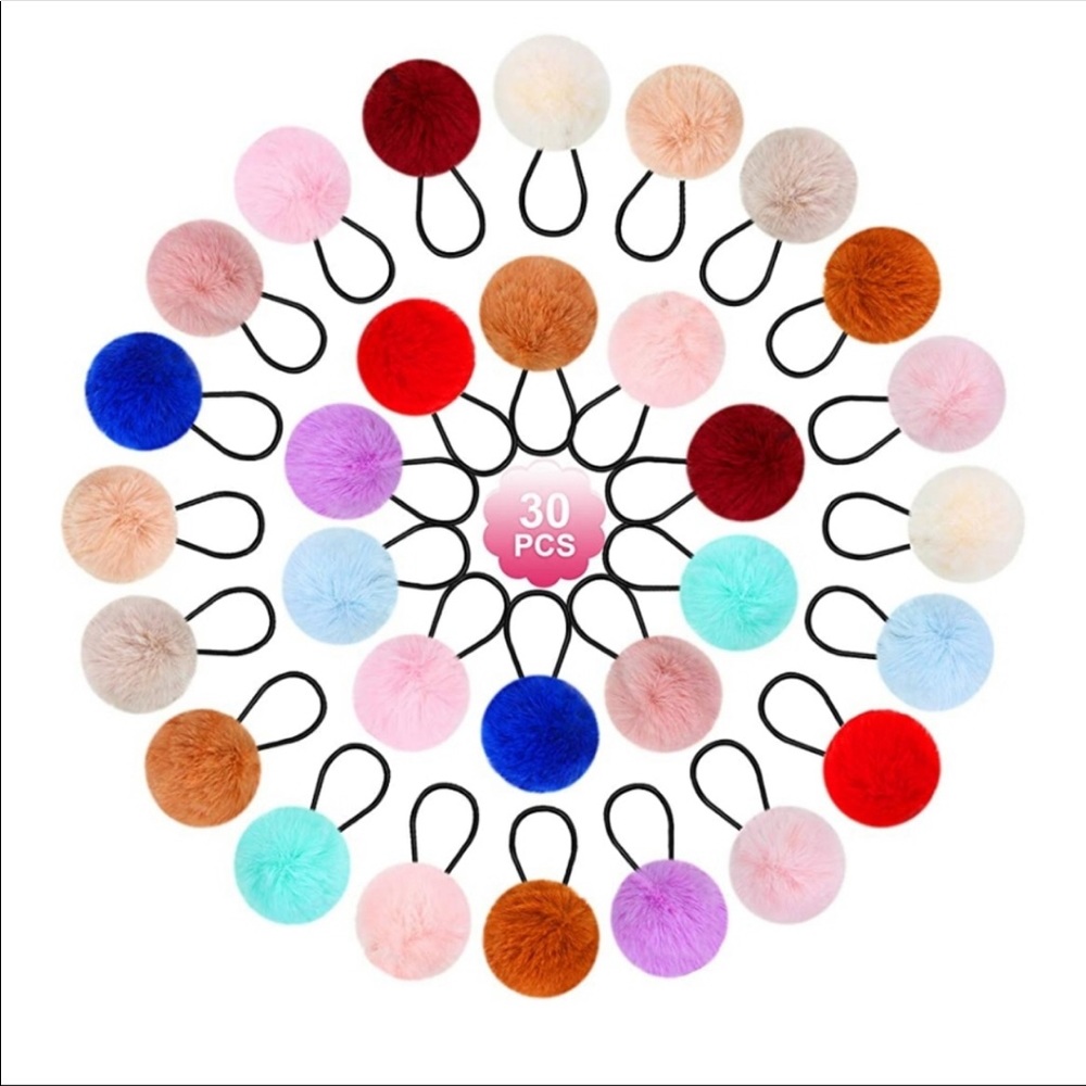 🆕️ 30 Piece Fluffy Hair Ties For Girls